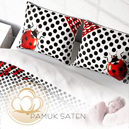 Monohome Lady Bug 3D Temalı Pamuk Saten Çift Kişilik Nevresim Takımı