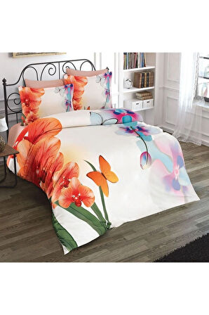 Nevresim Takımı %100 Doğal Pamuk Çift Kişilik 3d Digital Orchid 2