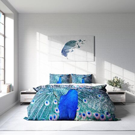 Monohome Pauw Hayvan Figürlü Pamuk Saten Çift Kişilik Nevresim Takımı