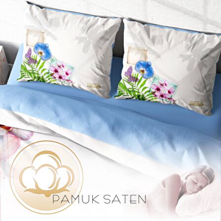 Monohome Viola 3D Temalı Pamuk Saten Çift Kişilik Nevresim Takımı