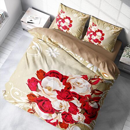 Monohome Rose1007 Çiçekli Pamuk Saten Çift Kişilik Nevresim Takımı