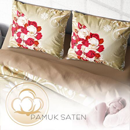 Monohome Rose1007 Çiçekli Pamuk Saten Çift Kişilik Nevresim Takımı