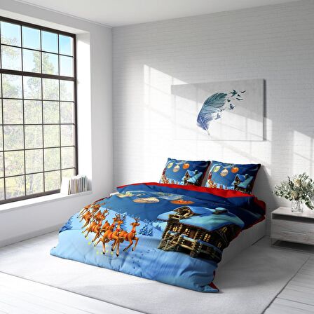 Monohome Ny Wish Yılbaşı Temalı Pamuk Saten Çift Kişilik Nevresim Takımı