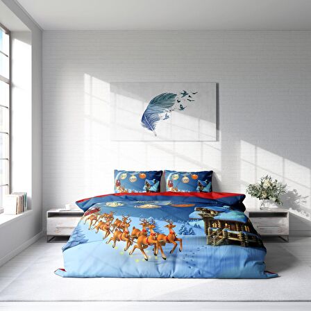 Monohome Ny Wish Yılbaşı Temalı Pamuk Saten Çift Kişilik Nevresim Takımı