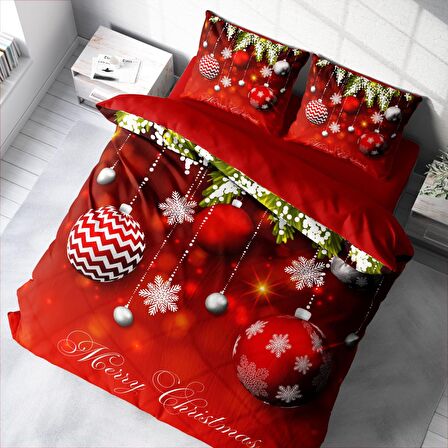 Monohome Ny Balls Yılbaşı Temalı Pamuk Saten Çift Kişilik Nevresim Takımı