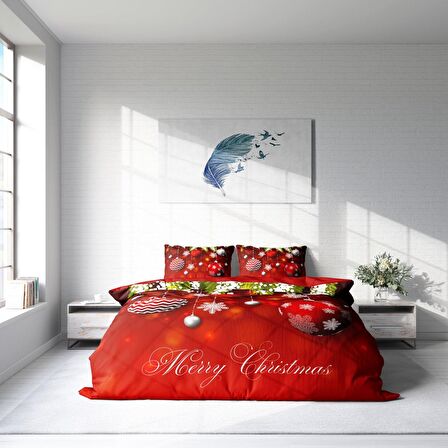 Monohome Ny Balls Yılbaşı Temalı Pamuk Saten Çift Kişilik Nevresim Takımı