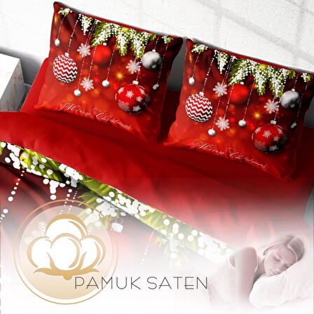 Monohome Ny Balls Yılbaşı Temalı Pamuk Saten Çift Kişilik Nevresim Takımı