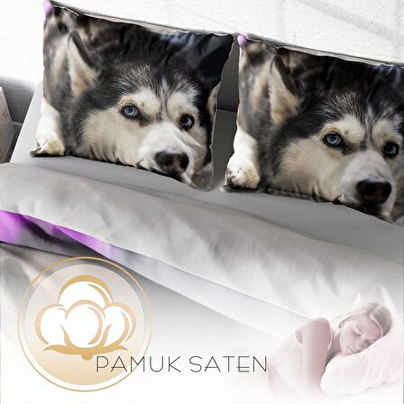 Monohome Husky Hayvan Figürlü Pamuk Saten Çift Kişilik Nevresim Takımı