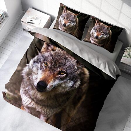 Monohome Wolf Eyes 3D Temalı Pamuk Saten Çift Kişilik Nevresim Takımı