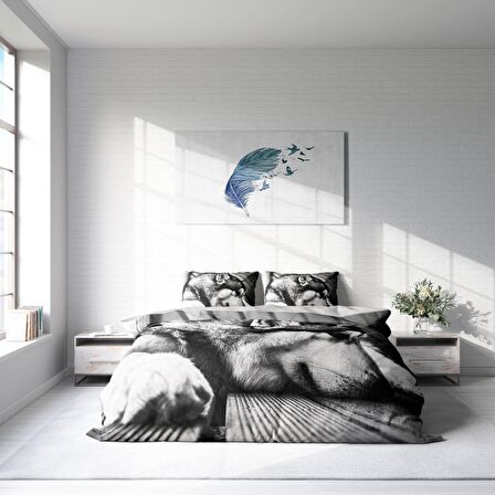 Monohome Wolfie 3D Temalı Pamuk Saten Çift Kişilik Nevresim Takımı