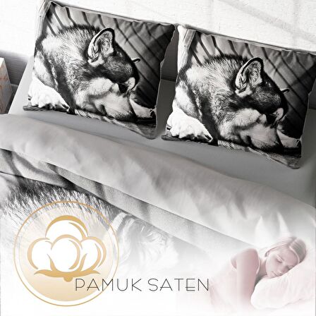 Monohome Wolfie 3D Temalı Pamuk Saten Çift Kişilik Nevresim Takımı