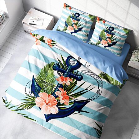 Monohome Anchor 3D Temalı Pamuk Saten Çift Kişilik Nevresim Takımı