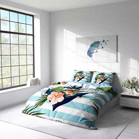 Monohome Anchor 3D Temalı Pamuk Saten Çift Kişilik Nevresim Takımı