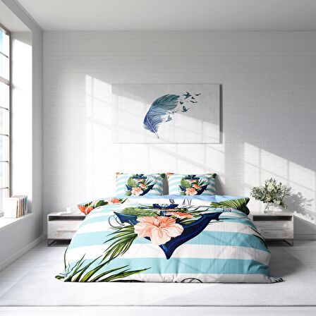 Monohome Anchor 3D Temalı Pamuk Saten Çift Kişilik Nevresim Takımı