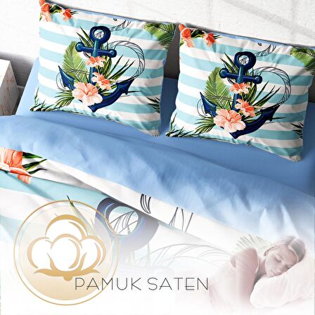 Monohome Anchor 3D Temalı Pamuk Saten Çift Kişilik Nevresim Takımı