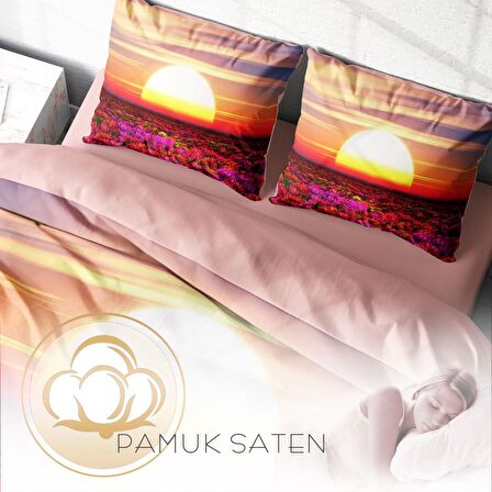 Monohome Sunset 3D Temalı Pamuk Saten Çift Kişilik Nevresim Takımı