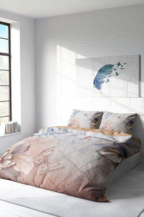 Nevresim Takımı %100 Doğal Pamuk Çift Kişilik 3d Digital Mariposa