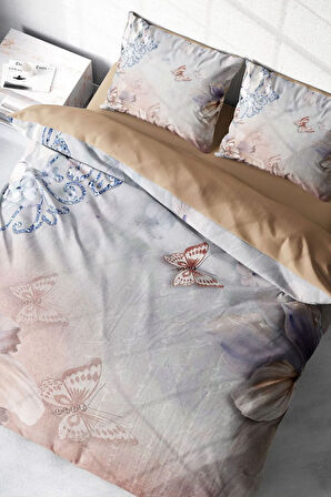 Nevresim Takımı %100 Doğal Pamuk Çift Kişilik 3d Digital Mariposa