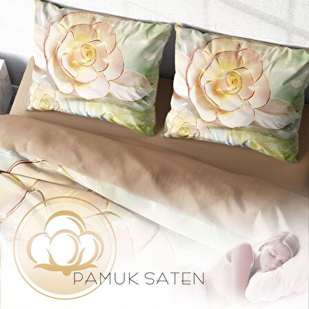 Monohome Silvery Çiçekli Pamuk Saten Çift Kişilik Nevresim Takımı