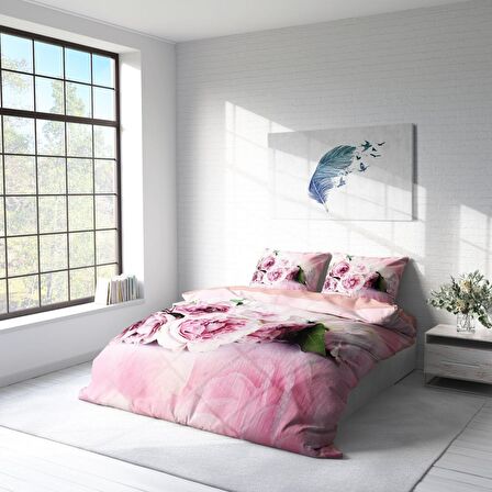 Monohome Soft Rose 3D Temalı Pamuk Saten Çift Kişilik Nevresim Takımı