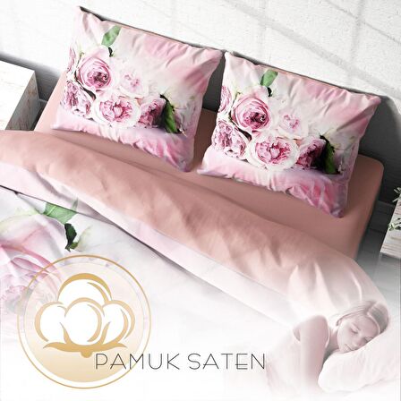 Monohome Soft Rose 3D Temalı Pamuk Saten Çift Kişilik Nevresim Takımı