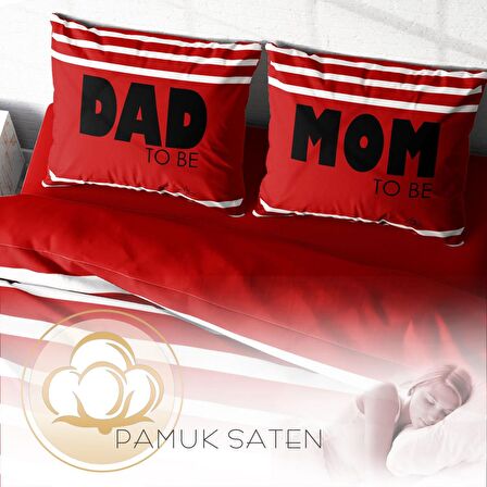 Monohome Mom And Dad 3D Temalı Pamuk Saten Çift Kişilik Nevresim Takımı