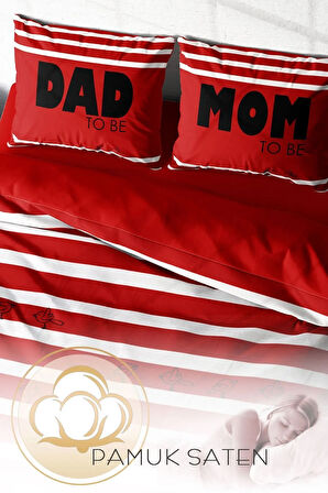 Nevresim Takımı %100 Doğal Pamuk Çift Kişilik 3d Digital Mom & Dad