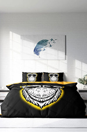 Nevresim Takımı %100 Doğal Pamuk Çift Kişilik 3d Digital Monkey