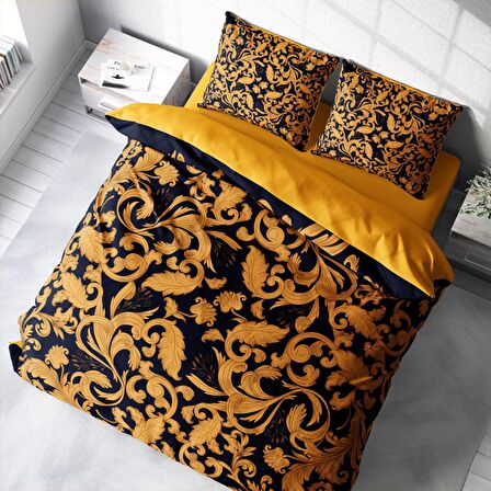 Monohome Gold Floral Çiçekli Pamuk Saten Çift Kişilik Nevresim Takımı