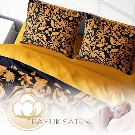 Monohome Gold Floral Çiçekli Pamuk Saten Çift Kişilik Nevresim Takımı