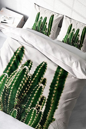 Nevresim Takımı %100 Doğal Pamuk Çift Kişilik 3d Digital Kaktüs