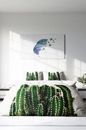 Nevresim Takımı %100 Doğal Pamuk Çift Kişilik 3d Digital Kaktüs