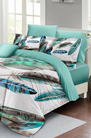 Nevresim Takımı %100 Doğal Pamuk Çift Kişilik 3d Digital New Feather