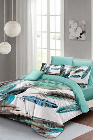 Nevresim Takımı %100 Doğal Pamuk Çift Kişilik 3d Digital New Feather