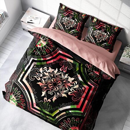 Monohome Rose Pattern 3D Temalı Pamuk Saten Çift Kişilik Nevresim Takımı