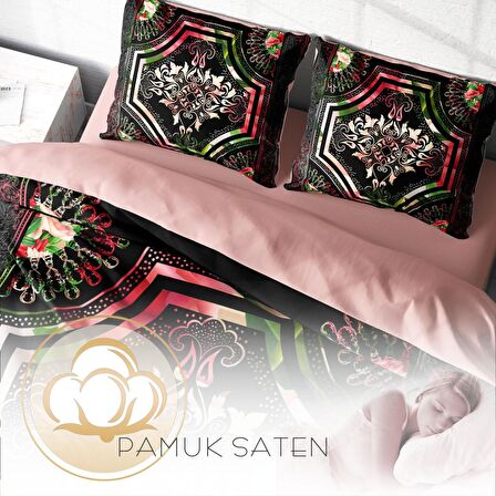 Monohome Rose Pattern 3D Temalı Pamuk Saten Çift Kişilik Nevresim Takımı