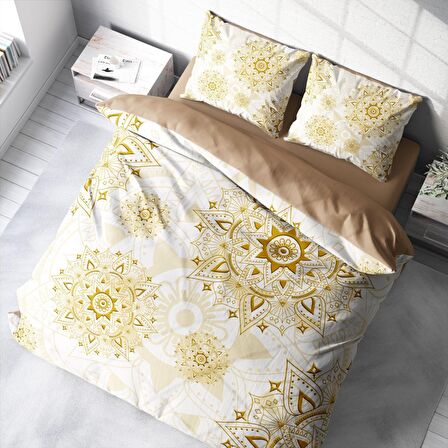 Monohome Gold Luxury 3D Temalı Pamuk Saten Çift Kişilik Nevresim Takımı