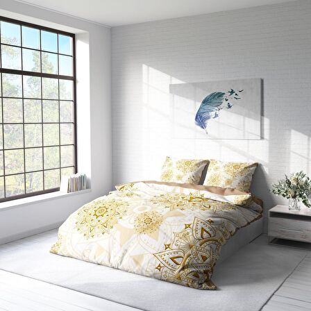 Monohome Gold Luxury 3D Temalı Pamuk Saten Çift Kişilik Nevresim Takımı