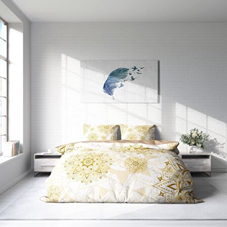 Monohome Gold Luxury 3D Temalı Pamuk Saten Çift Kişilik Nevresim Takımı