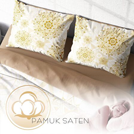 Monohome Gold Luxury 3D Temalı Pamuk Saten Çift Kişilik Nevresim Takımı