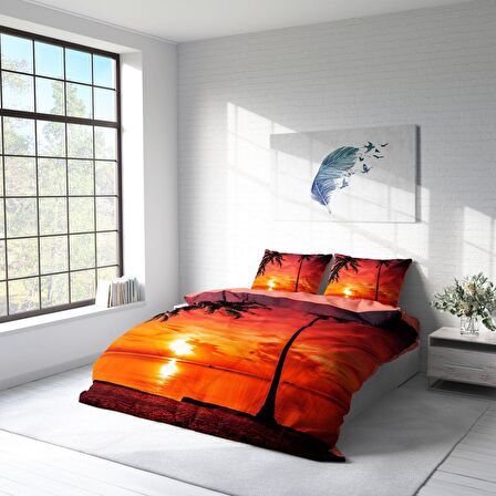 Monohome Gün Batımı Gün Batımı Pamuk Saten Çift Kişilik Nevresim Takımı