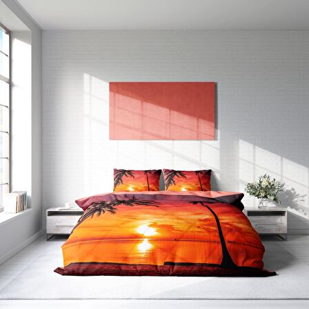 Monohome Gün Batımı Gün Batımı Pamuk Saten Çift Kişilik Nevresim Takımı