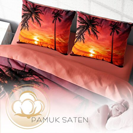 Monohome Gün Batımı Gün Batımı Pamuk Saten Çift Kişilik Nevresim Takımı
