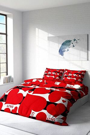 Nevresim Takımı %100 Doğal Pamuk Çift Kişilik 3d Digital Love Iı