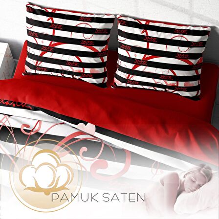 Monohome Aşk Temalı Pamuk Saten Çift Kişilik Nevresim Takımı