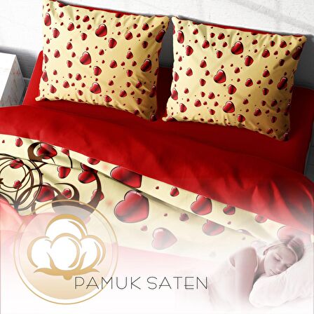 Monohome Aşk Temalı Pamuk Saten Çift Kişilik Nevresim Takımı