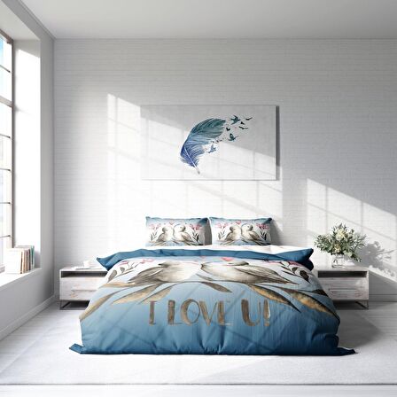 Monohome Hayvan Figürlü Pamuk Saten Çift Kişilik Nevresim Takımı