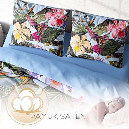 Monohome Bird Tropik 3D Temalı Pamuk Saten Çift Kişilik Nevresim Takımı