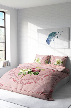 Nevresim Takımı %100 Doğal Pamuk Çift Kişilik 3d Digital Damask Rose