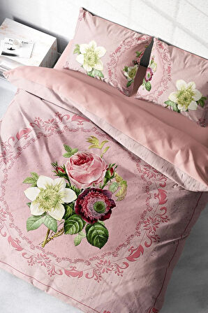 Nevresim Takımı %100 Doğal Pamuk Çift Kişilik 3d Digital Damask Rose